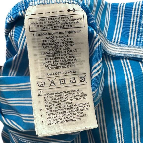 Adidas GOLF Men's Blue Striped Polo Eagle Embroidery Size Large - Picture 8 of 9